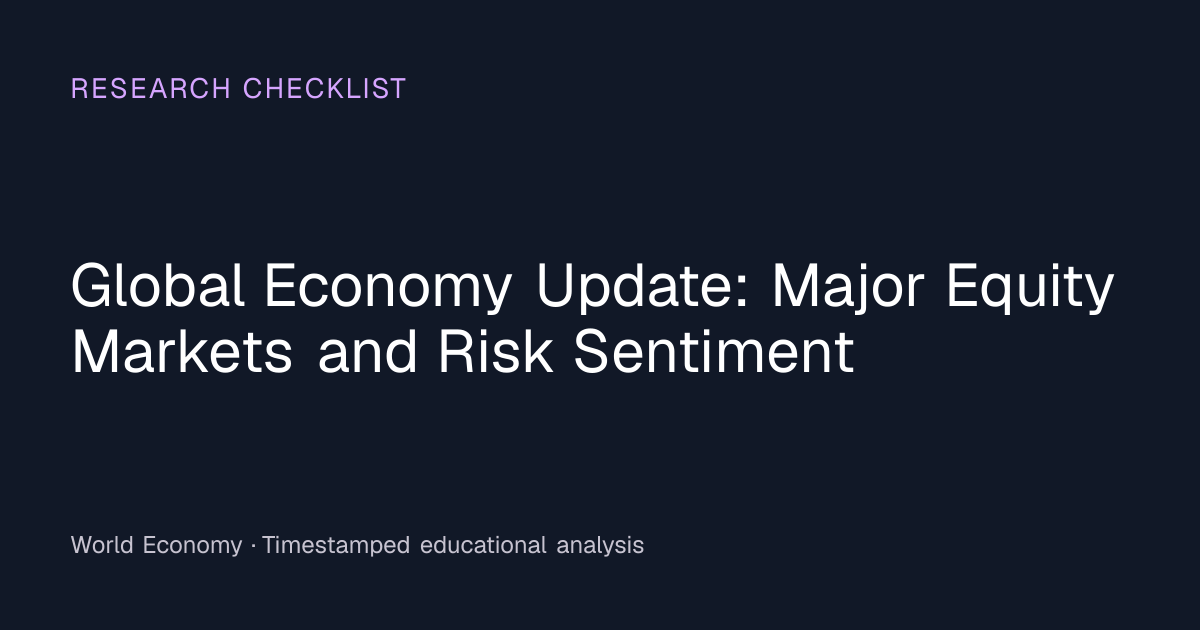 Editorial visual with a world-economy research checklist